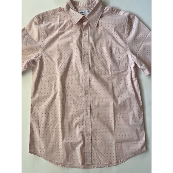 Old Navy Men’s Light Pink And Blue Polka Dots Short Sleeve Shirt Size Medium - Picture 7 of 7